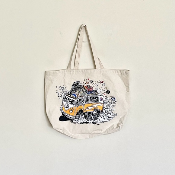 NEW Grateful Dead Farewell Tour Lot Artist Made Volkswagen Bus Canvas Tote Bag - Picture 1 of 9